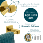 Kit Banheiro Dourado Quadrado