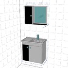 Kit Banheiro Gabinete 56cm Pia E Armário Com Espelho Munique