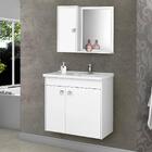 Kit Banheiro Gabinete 56cm Pia E Armário Com Espelho Munique