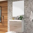 Kit Banheiro Gabinete Lavatório E Espelho Branco E Gianduia