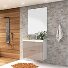 Kit Banheiro Gabinete Lavatório E Espelho Branco E Gianduia