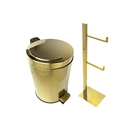 Kit Banheiro Inox Dourado Lixeira 5l E Porta Papel Higiênico