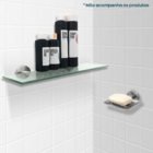 Kit Banheiro Inox Escovado Porta Shampoo Porta Sabonete Box L