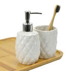 Kit Banheiro Lavabo 2 Peças Com Saboneteira Capitonê Branco