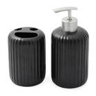 Kit Banheiro Lavabo 2 Peças Preto Fosco Canelado