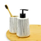 Kit Banheiro Lavabo 2 Peças Preto Fosco E Branco Listras