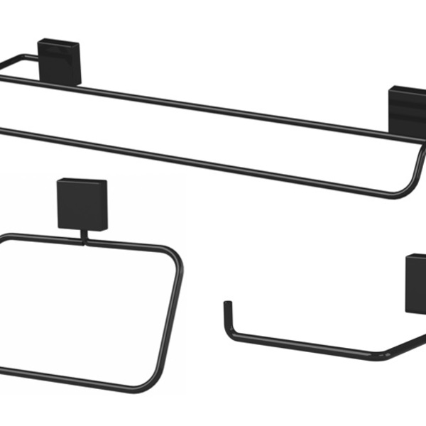 Kit Banheiro Lavabo 3 Peças Acessórios Preto