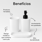 Kit Banheiro Lavabo 3 Peças Porta Escova Dente Sabonete Algod