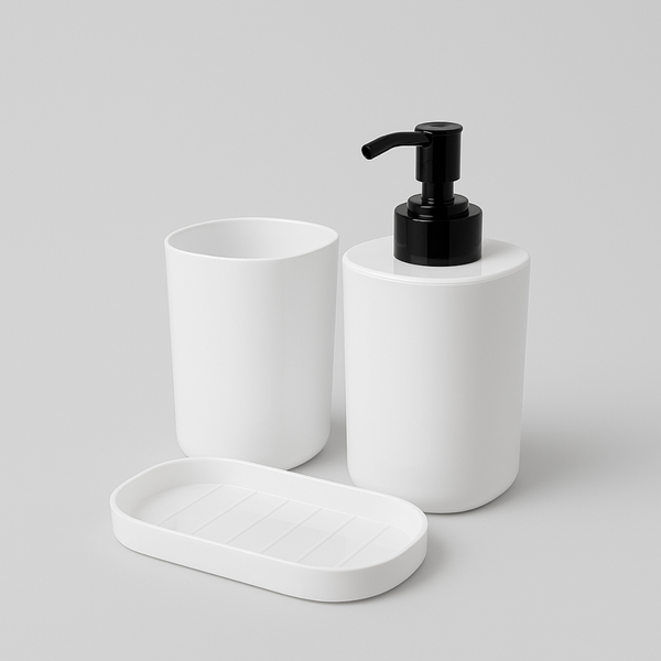 Kit Banheiro Lavabo 3 Peças Porta Escova Dente Sabonete Algod