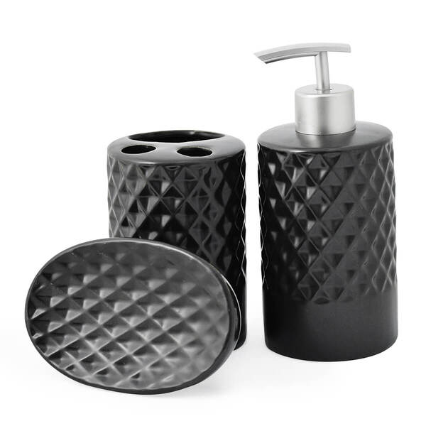 Kit Banheiro Lavabo 3 Peças Preto Fosco Bico De Abacaxi