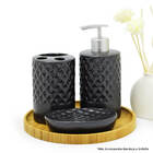 Kit Banheiro Lavabo 3 Peças Preto Fosco Bico De Abacaxi