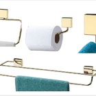 Kit Banheiro Lavabo 4 Peças Dourado Future Toalha Banho Rosto