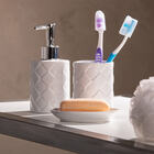 Kit Banheiro Lavabo Branco Com Dispenser 3 Peças 4486 Prata