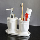 Kit Banheiro Lavabo Branco Com Dispenser 3 Peças 4617 Prata