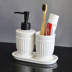 Kit Banheiro Lavabo Branco Com Dispenser 3 Peças 4618 Preto