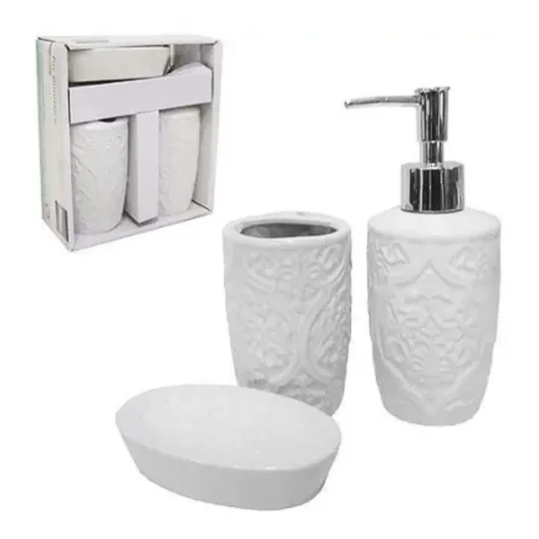 Kit Banheiro Lavabo Conjunto Sabonete Líquido Saboneteira