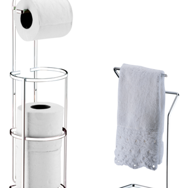 Kit Banheiro Lavabo Cromado 02 Peças, Porta Toalha Bancada  E