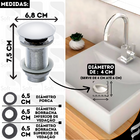 Kit Banheiro Lavabo Cromado + Torneira + Vávula Click + Ducha