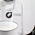 Kit Banheiro Lavabo Cromado Torneira + Vávula Click + Ducha H