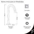 Kit Banheiro Lavabo Cromado Torneira + Vávula Click + Ducha H