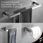 Kit Banheiro Lavabo Cromado Torneira + Vávula Click + Ducha H