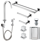 Kit Banheiro Lavabo Cromado Torneira + Vávula Click + Ducha H