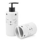 Kit Banheiro Lavabo Gato Gatinho Com Porta Sabonete Branco