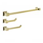 Kit Banheiro Lavabo Luxo 3 Peças Inox Dourado Ouro Gold
