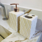 Kit Banheiro Lavabo Pia Decorado Moderno Organizador 2 Peças