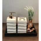 Kit Banheiro Lavabo Pia Decorado Moderno Organizador 2 Peças