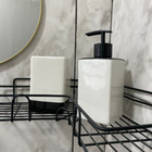 Kit Banheiro Lavabo Porcelana 2 Peças Quadrado Black & White