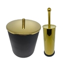 Kit Banheiro Lixeira Dourada E Preta 5l E Escova Sanitária Fr