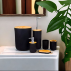 Kit Banheiro Lixeira Porta Sabonete Escova Saboneteira 6 Pçs