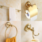 Kit Banheiro Metal Vintage Retrô Dourado Ouro Luxo 4 Peças