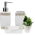 Kit Banheiro Montreal Porcelana 3 Peças E Mini Vaso Suculenta