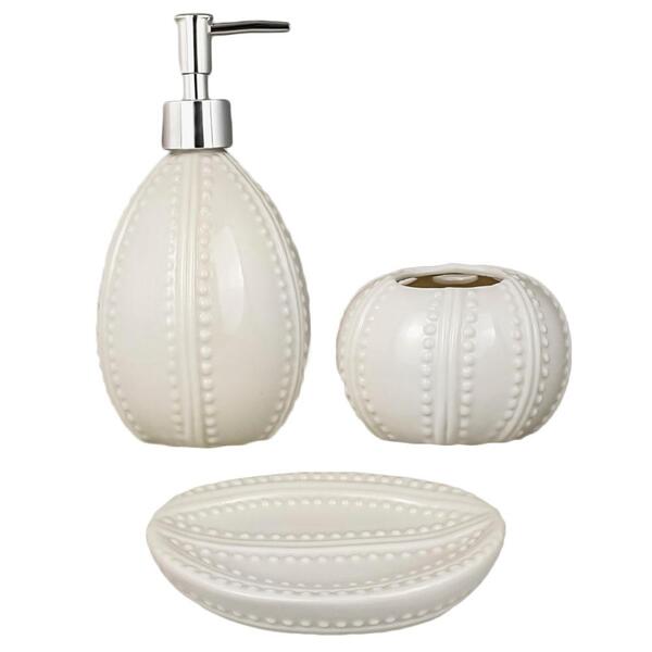 Kit Banheiro Organizador Bancada Acessórios Porcelana Branca