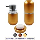 Kit Banheiro Porta Sabonete Líquido Escova Saboneteira - Dour