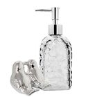 Kit Banheiro Porta Sabonete Líquido Vidro Clear E Casal Pássa