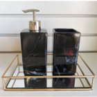 Kit Banheiro Preto Decorado Lavabo Moderno Mármore Porcelana