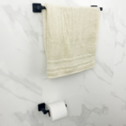 Kit Banheiro Preto Fosco Metal Inox Acessórios Quadrado Toalh