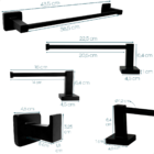 Kit Banheiro Preto Fosco Metal Inox Acessórios Quadrado Toalh