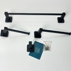 Kit Banheiro Preto Fosco Metal Inox Acessórios Quadrado Toalh