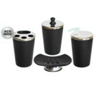 Kit Banheiro Preto Inox Lavabo 4 Peças Com Escova Sanitária