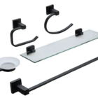 Kit banheiro Preto lavabo inox Preto fosco 6 peças Black aces