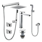 Kit Banheiro Quadrado Cromado Monocomando Bica Alta