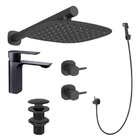 Kit Banheiro Redondo Black Matte Monocomando Bica Slim Baixa