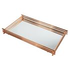 Kit Banheiro Rosé Gold Bandeja 15x25cm Porta Escova Sabonete