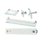 Kit Banheiro Vidro Luxo Reto 5 Peças - Branco