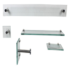 Kit Banheiro Vidro Luxo Reto 5 Peças - Incolor