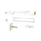 Kit Banheiro Vidro Luxo Reto 5 Peças Mármore Branco Dourado